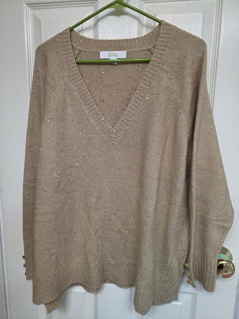 Lilly Pulitzer Sparkle Gokd V-Neck Sweater